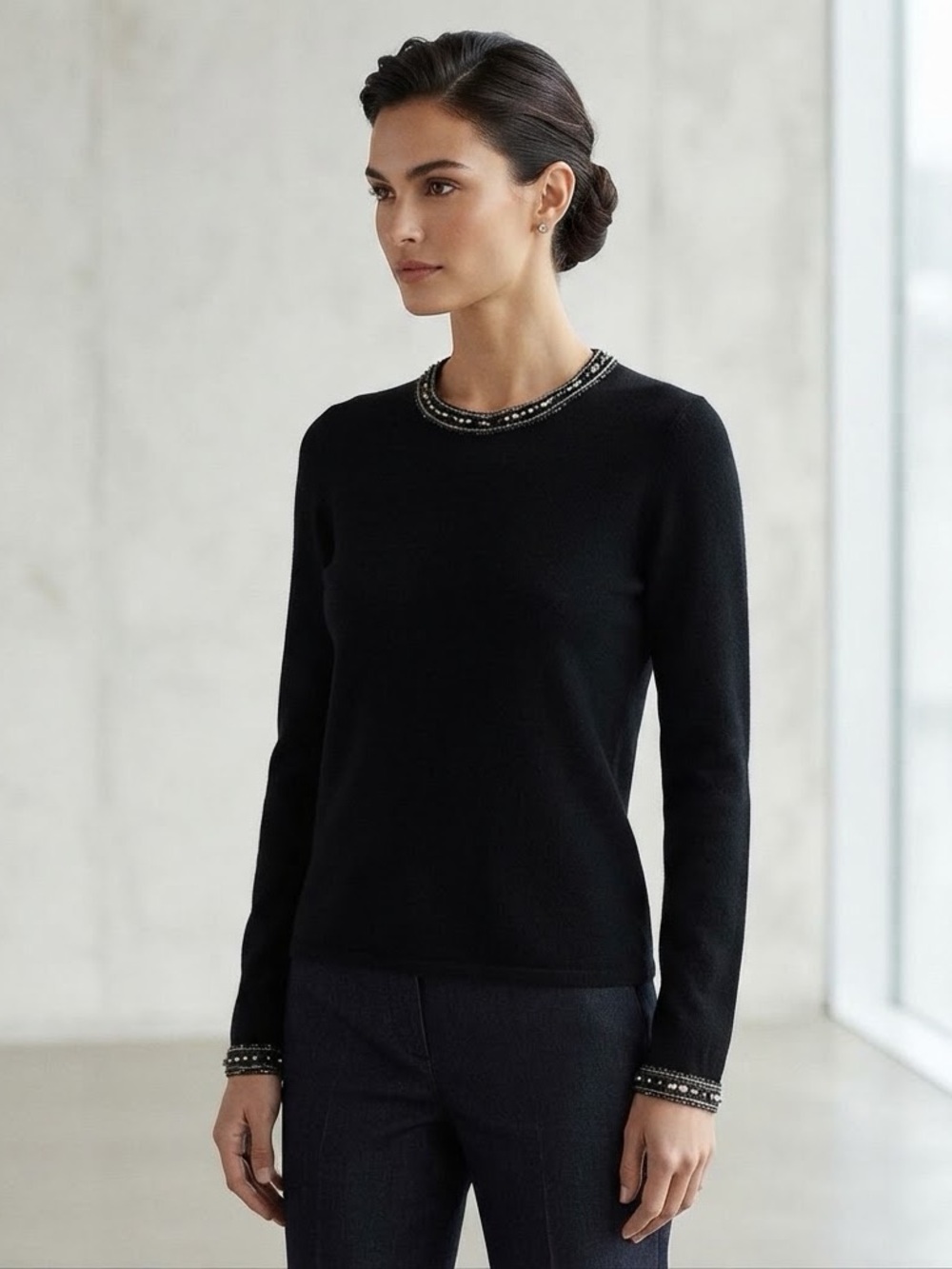 Vtg Valentino Night Cashmere Sweater Beaded (SW2)
